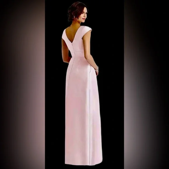 NWT Alfred Sung D767 Pink Cap Sleeve Pleated Skirt Dress with Pockets, Size 6R - Picture 3 of 15